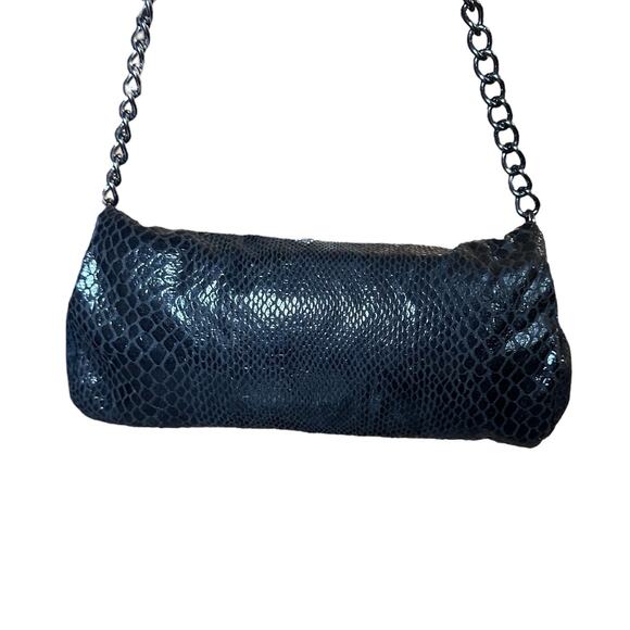 Kenneth Cole Reaction Faux Snakeskin Shoulder Bag Chain Strap Clutch - Picture 2 of 8